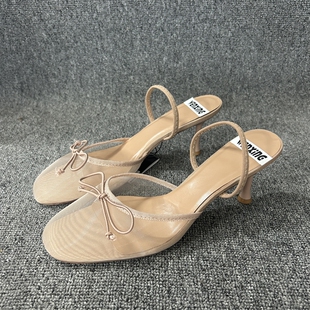 西班牙潮牌 Z家 2025年夏季新款仙女风网纱包头蝶结高跟凉拖鞋女