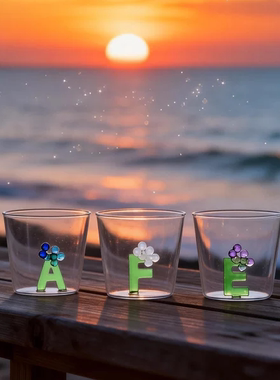 ichendorf 字母系列意大利手工玻璃杯女字母水杯礼物手握杯平口杯