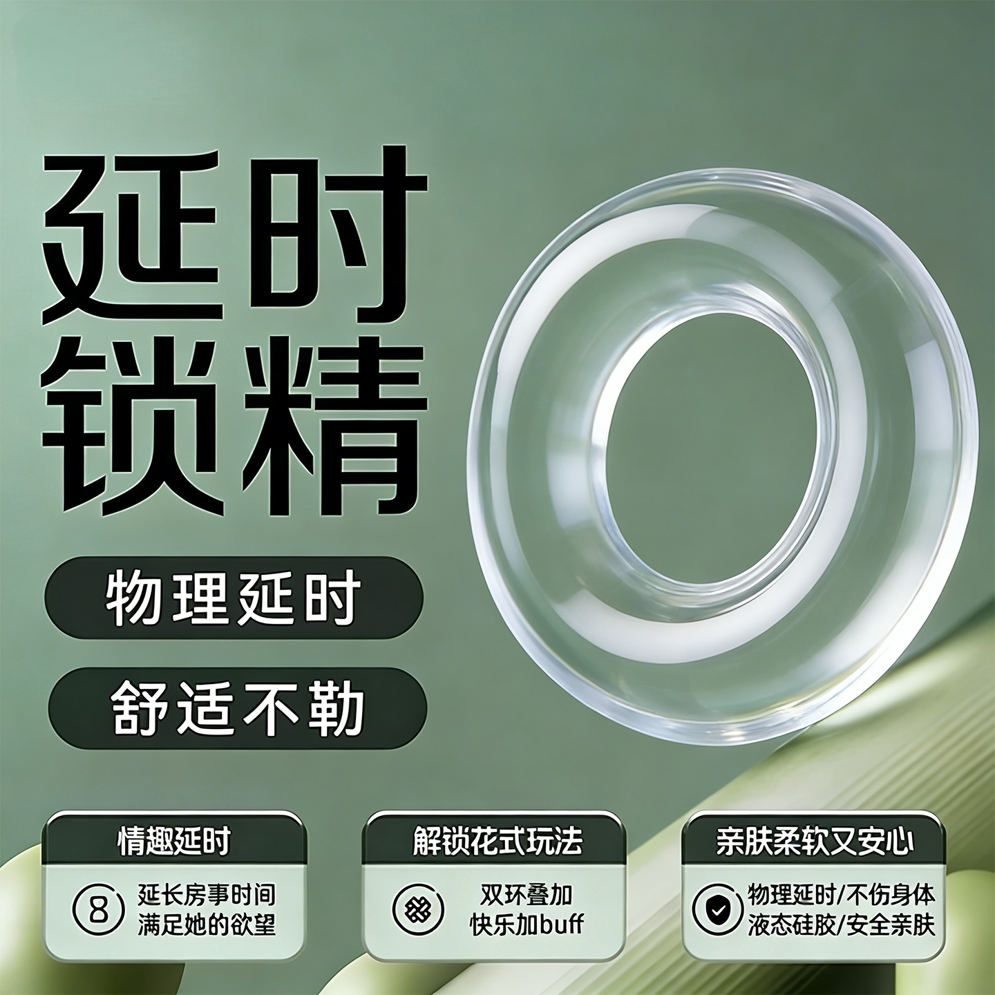 硅胶透明锁精环卫生套圈情趣龟头男士阴茎入珠环狼牙套加粗加长套