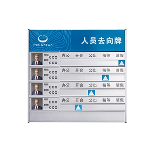 去向牌铝合金工作人员告知牌办公室在岗位公示栏可更换带照片公司员工宿舍标示牌状态表门牌出勤牌指示牌定制