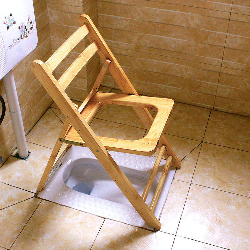 实木老人残疾产孕妇拉屎上厕所坐便椅可折叠坐便器家用柏木质凳子