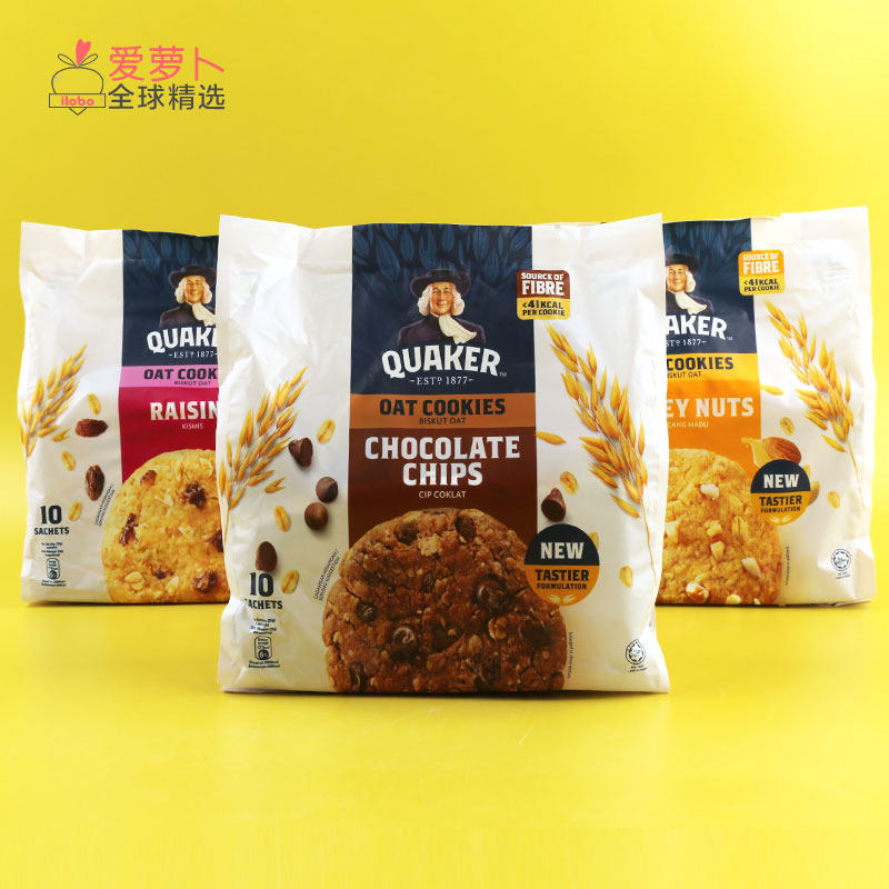 Quaker 桂格燕麦曲奇饼干葡萄干蜂蜜巧克力曲奇休闲零食