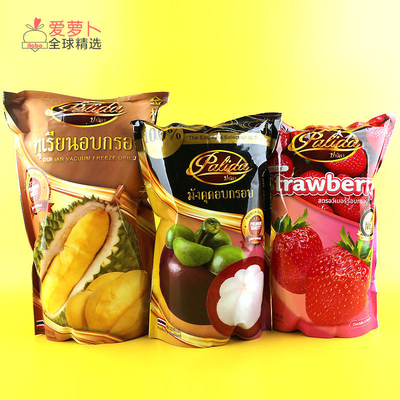 PALIDA泰国金枕头榴莲冻干 山竹草莓冻干榴莲糯米饭芒果干
