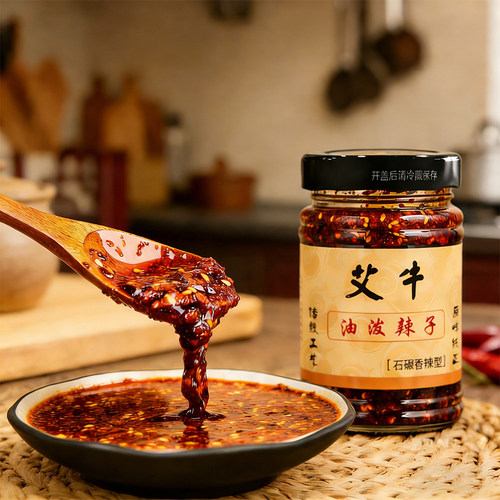 手工现泼秦椒红油拌面夹馍下饭酱