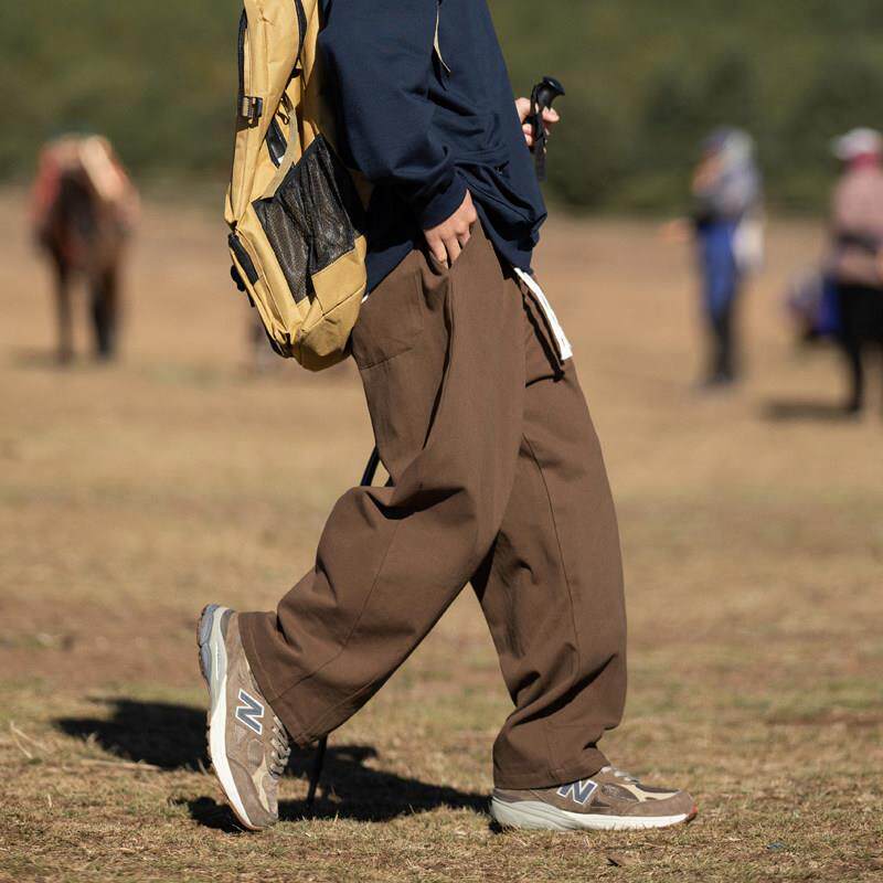 时间计划日系宽松休闲裤男直筒纯棉2025春秋新款垂感露营风工装裤