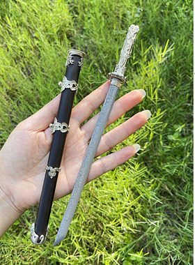 龙泉黑水龙唐横刀迷你兵器摆件玩具模型大马夹钢工艺品送礼未开刃