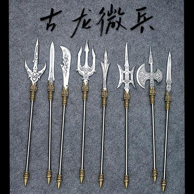 龙泉微兵器三国三叉戟龙胆枪复古亮银枪模型金属装具茶锥桌面摆件