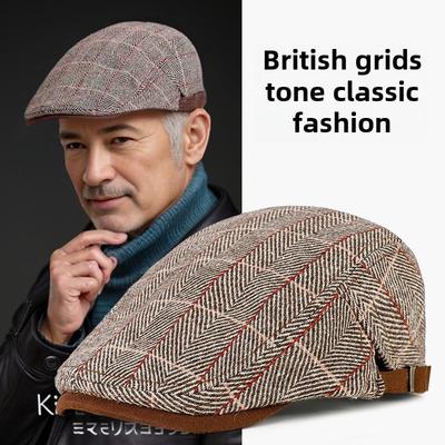 中老年帽子男爸爸爷爷秋冬鸭舌帽覆古洋气前进帽春秋老头帽贝雷帽