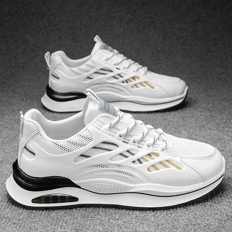 男鞋夏季透气2024新款青少年运动鞋网面跑步休闲小白厚底老爹潮鞋