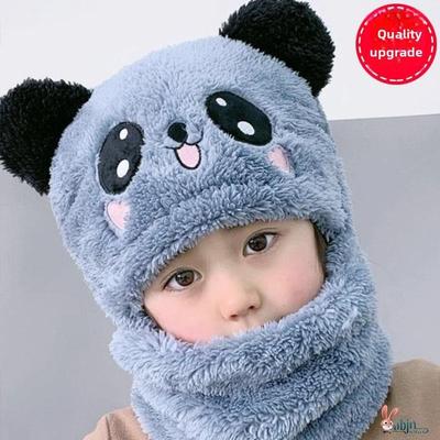 采购产品秋冬男女儿童丝绒帽，防寒保暖围巾一体帽，婴儿脸护耳套