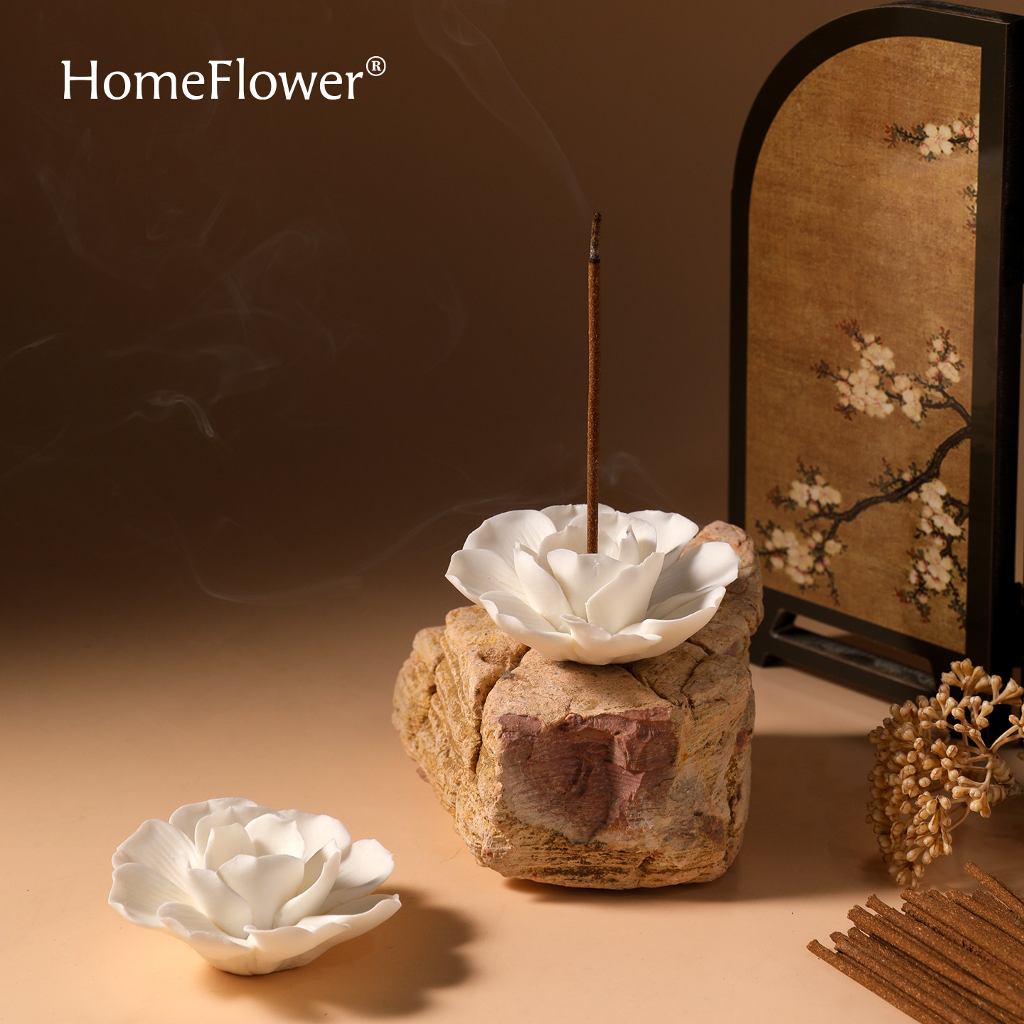新中式陶瓷莲花线香香座图片