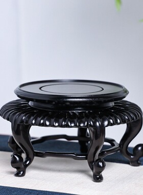 紫光檀圆形花架实木家居装饰摆件花瓶工艺品底座工厂批发送人礼品