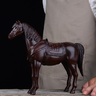 木质工艺品马到成功木雕摆件实木雕刻木马十二生肖客厅装饰品礼品