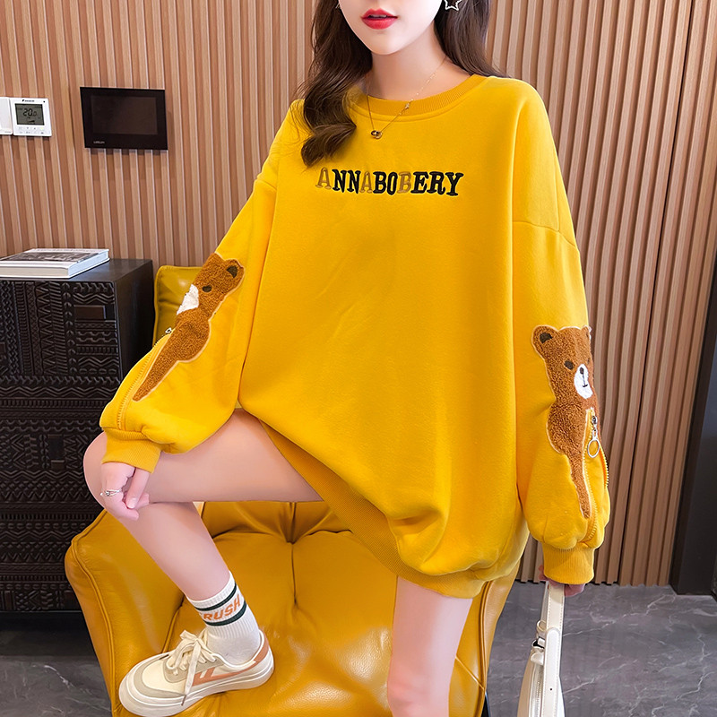 출산 정장 가을 새로운 한국 스타일 느슨한 캐주얼 중간 길이 탑 봄 가을 인터넷 연예인 여성용 대형 스웨트 셔츠