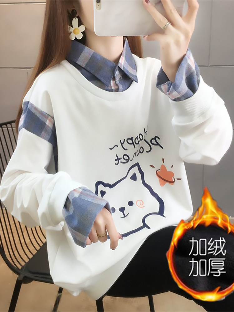 출산 플러스 벨벳 운동복 가을 겨울 정장 2024 새로운 스타일 가이드 중간 길이 탑 대형 두꺼운 투피스 세트