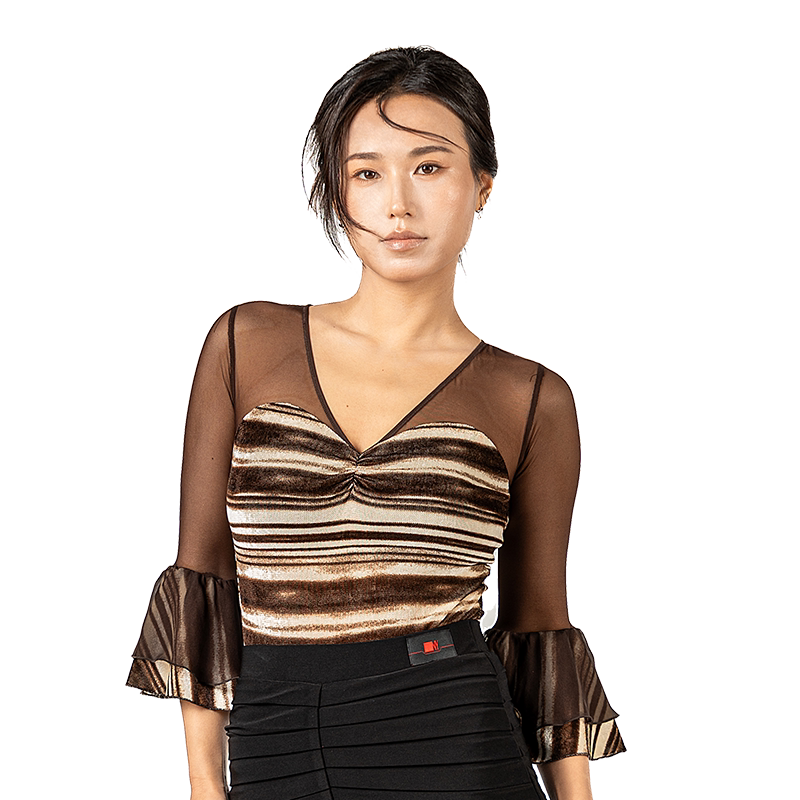 NY纳艺练习服上衣女士摩登舞上装中袖华尔兹狐步舞蹈服262001S