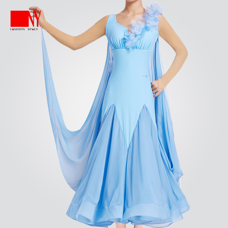 NY纳艺天蓝花朵摩登练习裙连衣裙