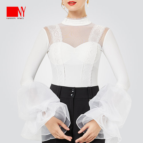 NY纳艺白色连体上衣训练舞蹈服