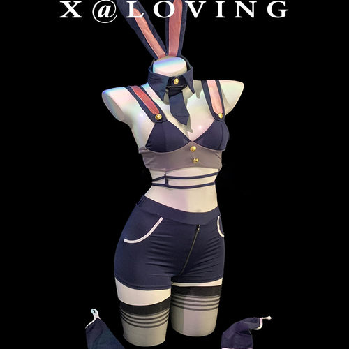 性感兔女郎制服珊瑚绒连帽睡裙