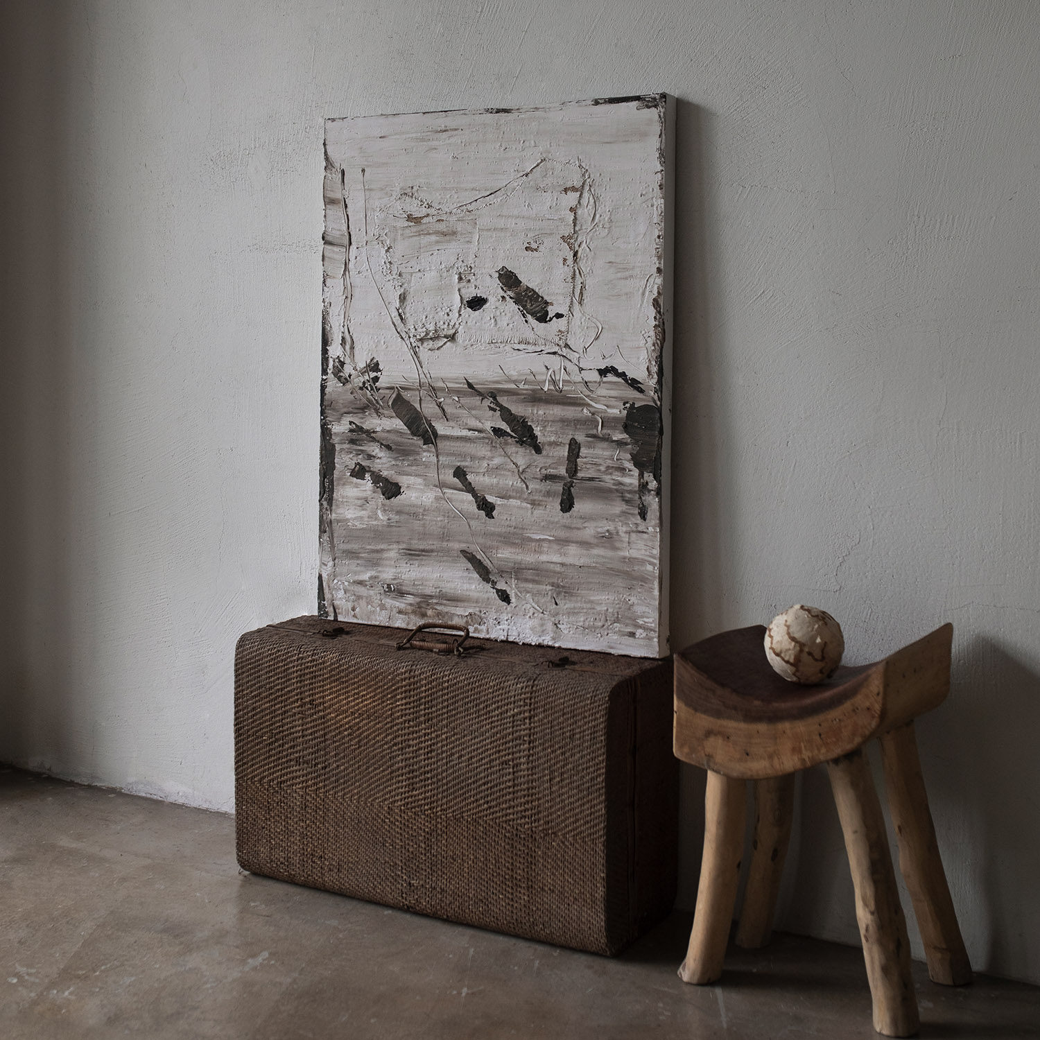 【已售】jellypaint原作孤品《雨痕》| 手工肌理油画客厅画样板间