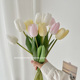 奶油色郁金香仿真花假花餐桌客厅花瓶摆件装 饰摆设ins风拍照花束