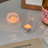 ins高级感不规则玻璃烛台装 饰摆件欧式 客厅餐桌浪漫氛围感小烛台