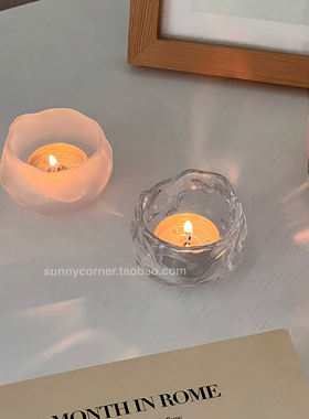 ins高级感不规则玻璃烛台装饰摆件欧式客厅餐桌浪漫氛围感小烛台