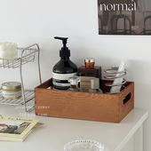 ins风复古木质手提收纳盒长方形整理储物盒桌面杂物化妆品置物盒