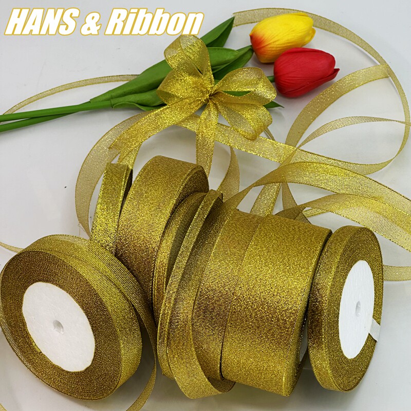 金色丝带金葱银葱带鲜圣诞花装饰丝带/绸带/布带
