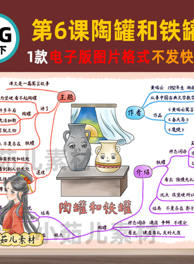 B592三语下第6课陶罐和铁罐思维导图彩图+线稿电子版图片