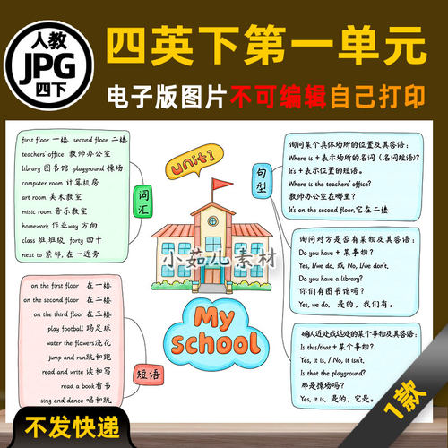 B901我的学校my school思维导图线稿电子版图片素材