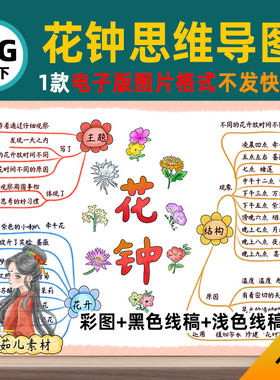 B636三语下花钟13思维导图模板高清线稿自己打印电子版图片