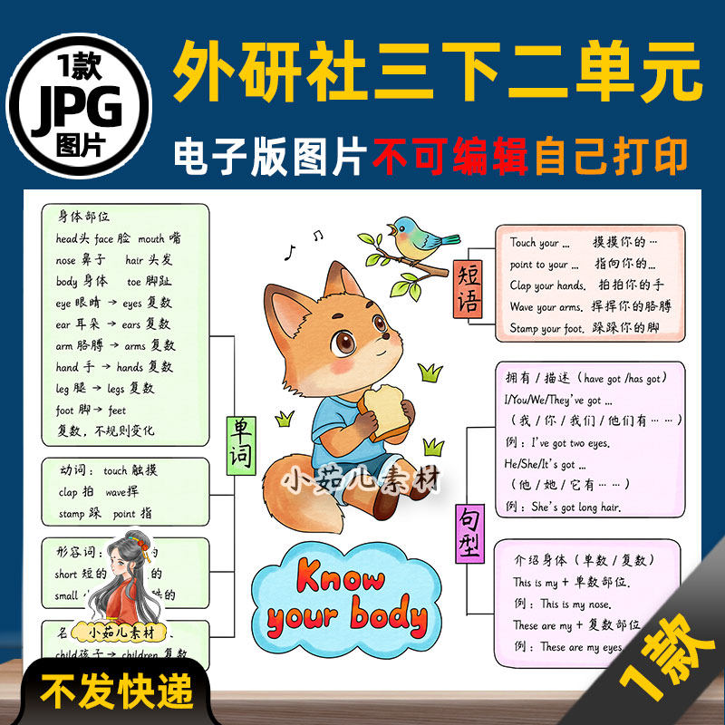 1324【外研社】三年级英语下册第二单元思维导图电子版