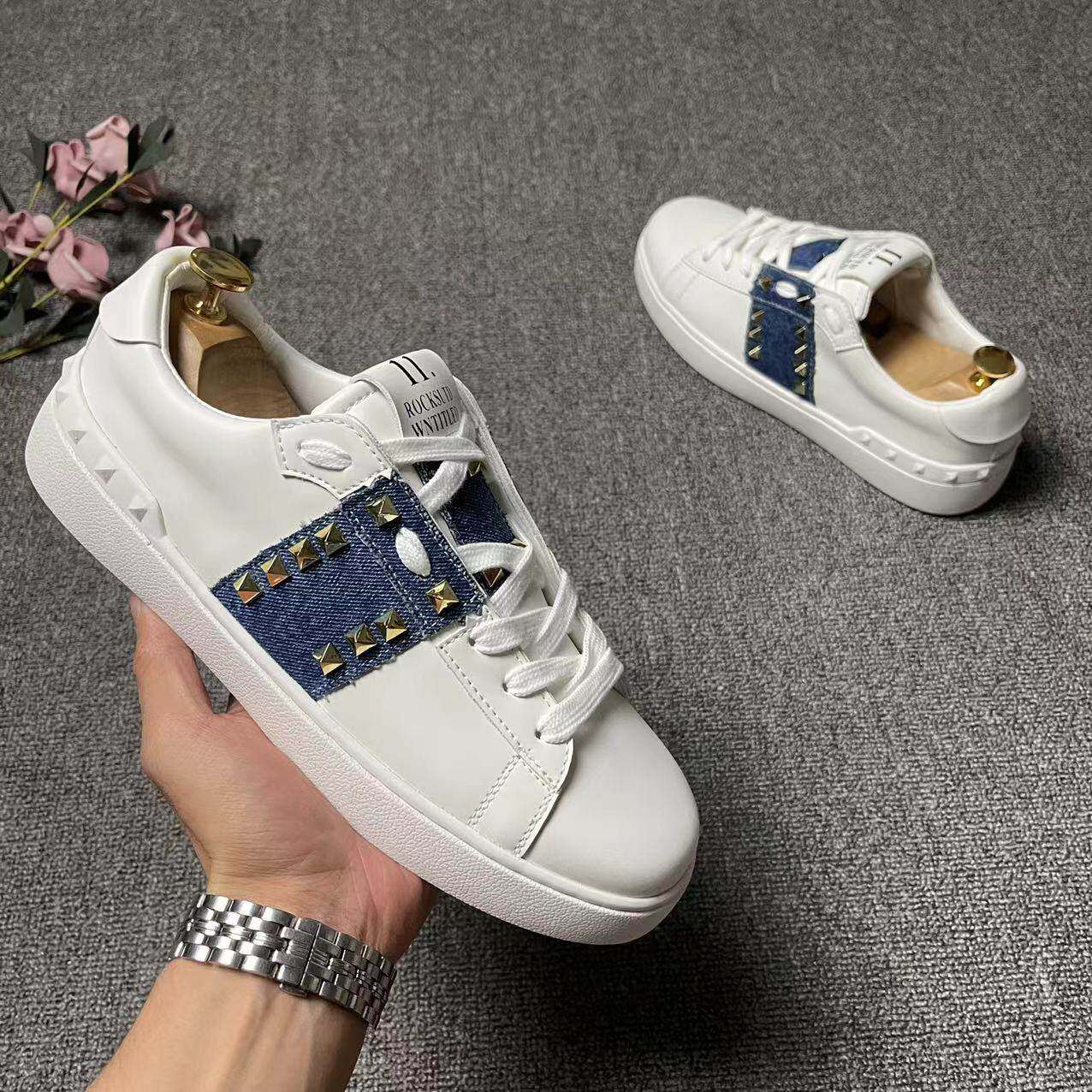 欧洲站LVSANTEL驴家男鞋皮面铆钉牛仔休闲男鞋子小白鞋学生板鞋