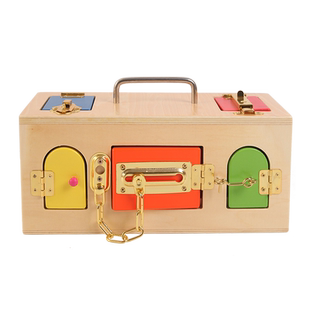 蒙氏教具学开锁板蒙台梭利开锁箱日常生活早教益智玩具国际版教具