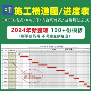 施工进度计划横道图自动生成软件Excel模板项目管理工程甘特图表