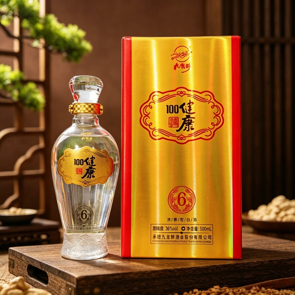 承德特产丰宁九龙醉6号健康100纯粮36度浓香型白酒500mlx4瓶整箱图片