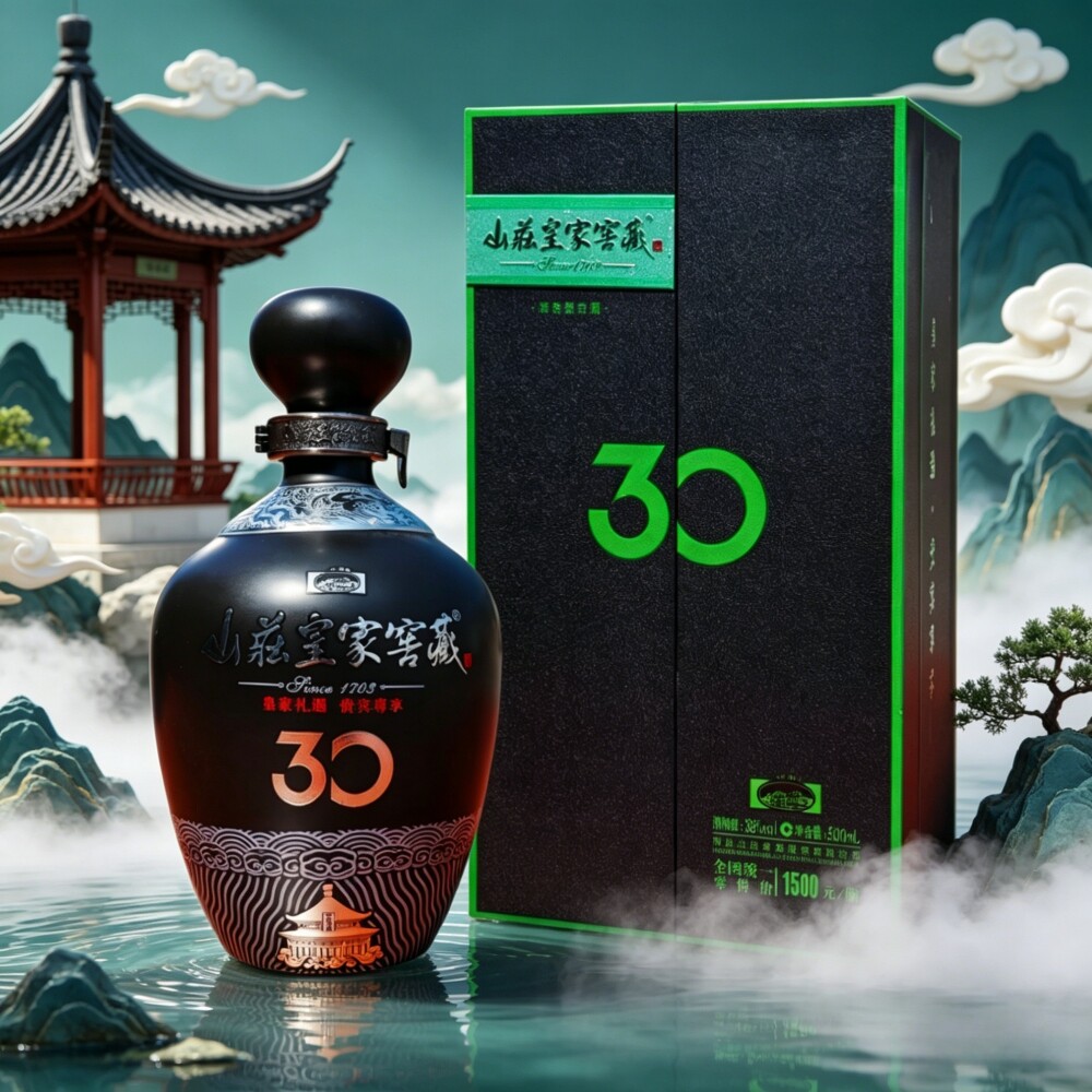 承德特产平泉山庄皇家窖藏30浓香型白酒38度纯粮酒500ml山庄老酒