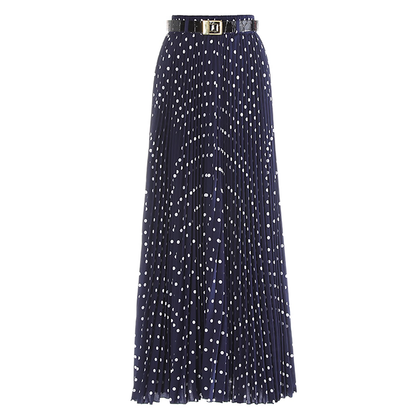 优雅白色西装百褶裙半裙夏季新款垂感高腰波点雪纺拖地长裙半身裙