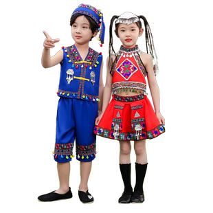 56个少数民族服装儿童藏族苗族女童壮族哈尼土家族男童服饰演出服