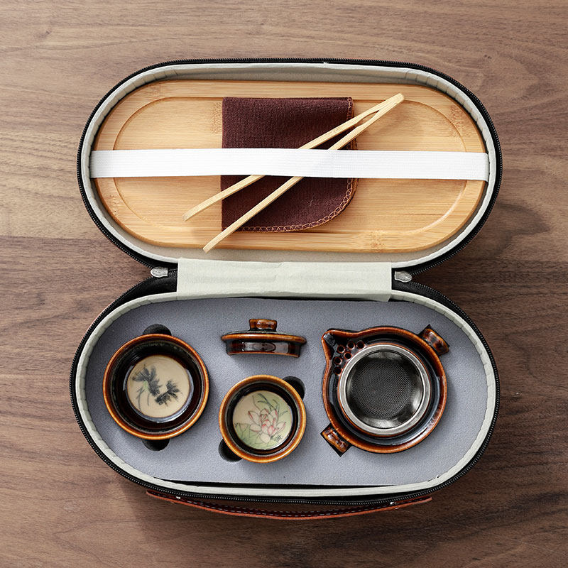 旅行茶具套装带茶盘户外便携陶瓷小套快客杯功夫泡茶壶茶杯收纳包,餐饮具,旅行茶具,淘宝优惠券,粉丝福利购,淘宝优惠卷