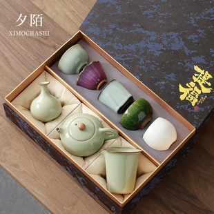 国潮文创五大名窑茶具套装高档茶盏伴手礼送长辈领导礼物故宫礼品