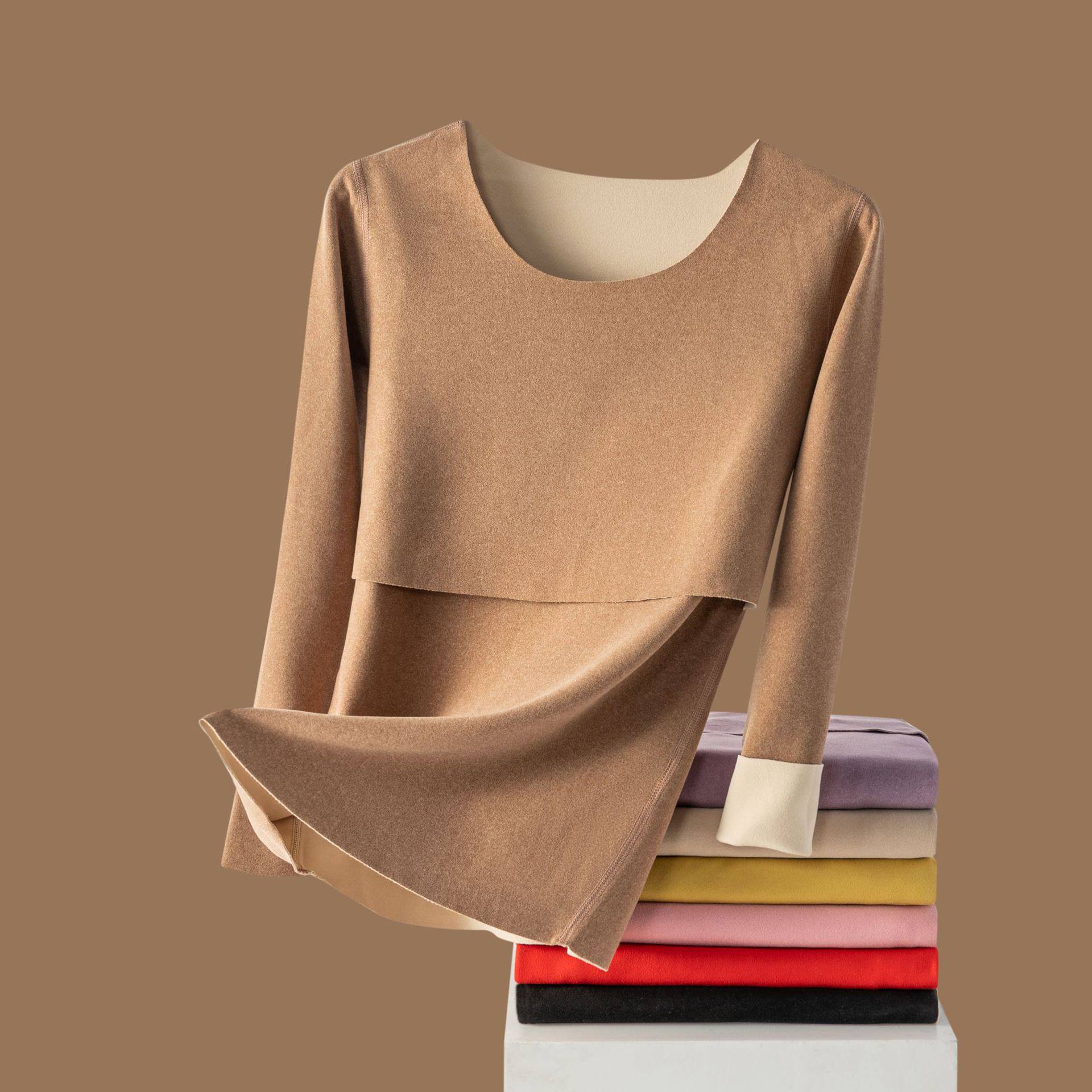 罗丽丝哺乳秋衣上衣单件女大码秋冬季加绒孕妇保暖内衣产后月子服