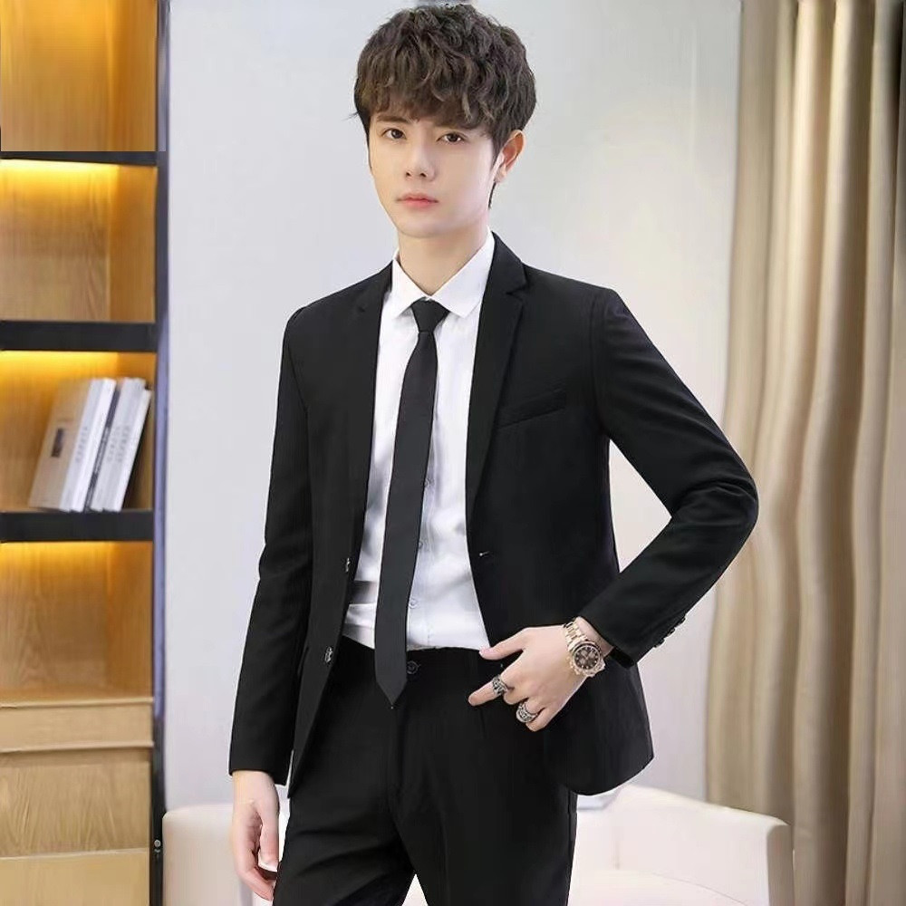 西服套装男韩版修身青年商务正装面试学生休闲结婚伴郎西装外套男