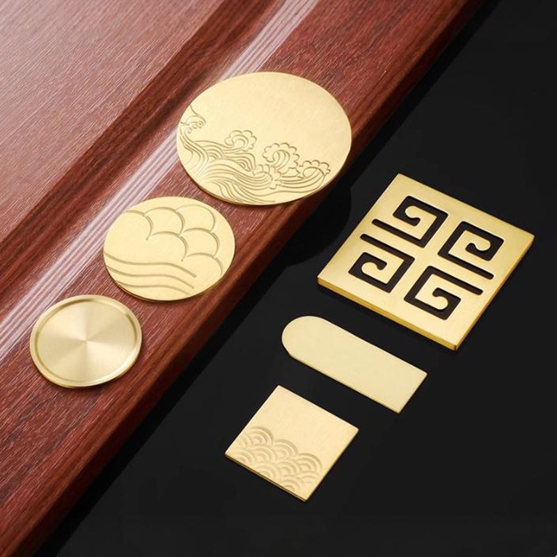 黄铜装饰片抽屉新中式圆型实木家具餐桌椅床头柜门嵌入式五金配件