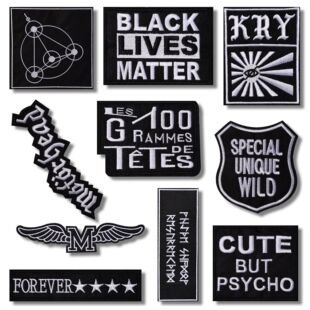 黑色时尚徽章补丁贴中号刺绣布贴羽绒服衣服裤t恤男修补破洞无痕