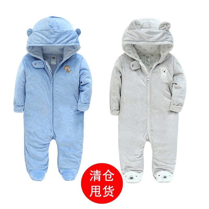 婴儿秋冬连体夹棉爬服男女