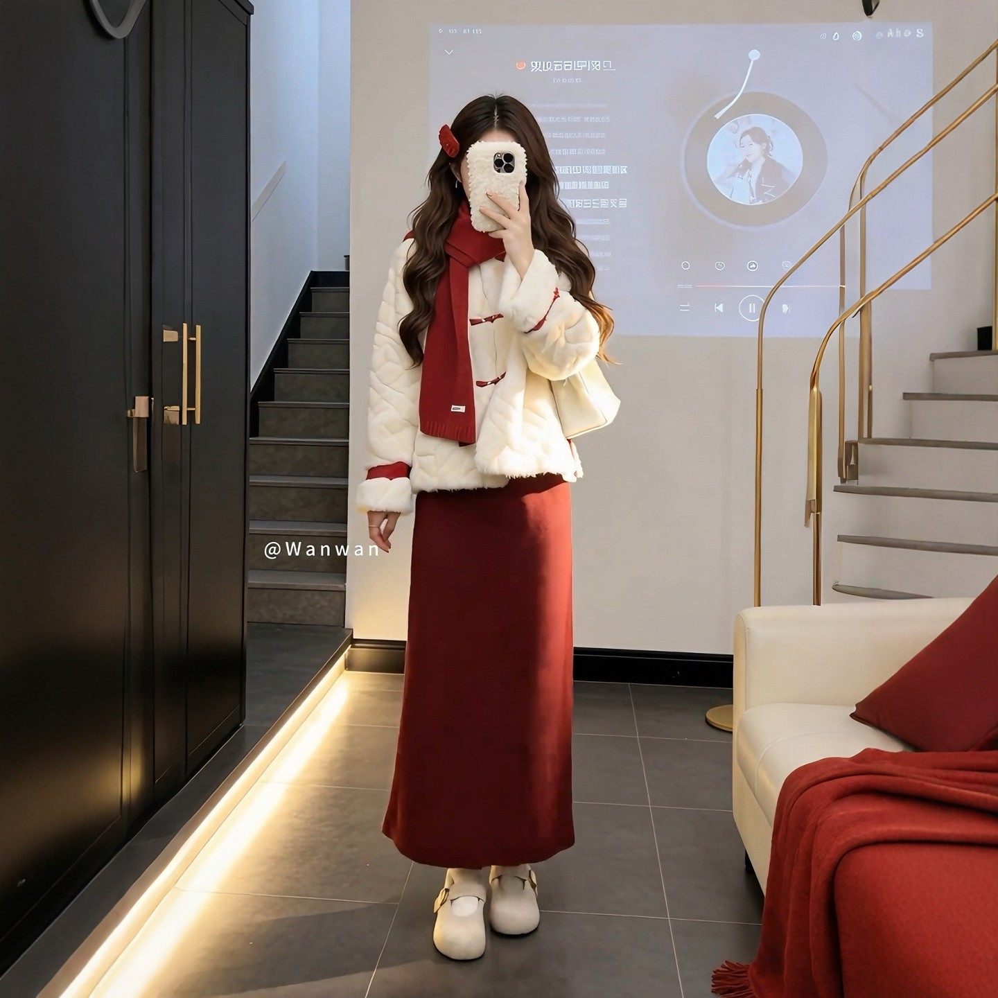 新年战袍冬装一整套新中式女装外套连衣裙套装国风超好看连衣裙子