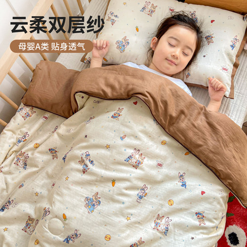 婴儿纯棉双层纱夏凉被全棉儿童
