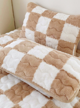 冬季牛奶绒枕套一对装珊瑚绒单人学生枕头套48cmx74cm单个枕芯套2